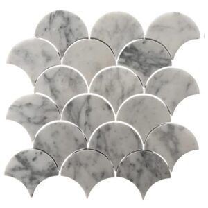 Mosaico Mármol Blanco Estilo Escama – Modelo M08