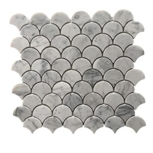 Mosaico Mármol Blanco Estilo Escama – Modelo M09